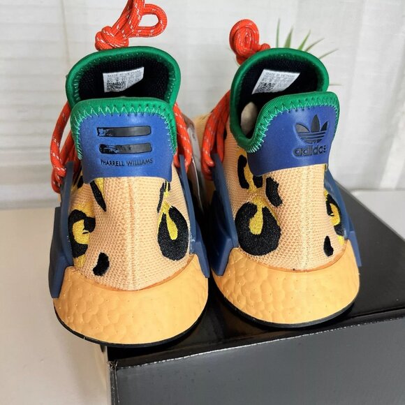 Adidas NMD HU PHARRELL ANIMAL PRINT LEOPARD PULSE AMBER Sneakers Mens Size 9.5 - Picture 4 of 10